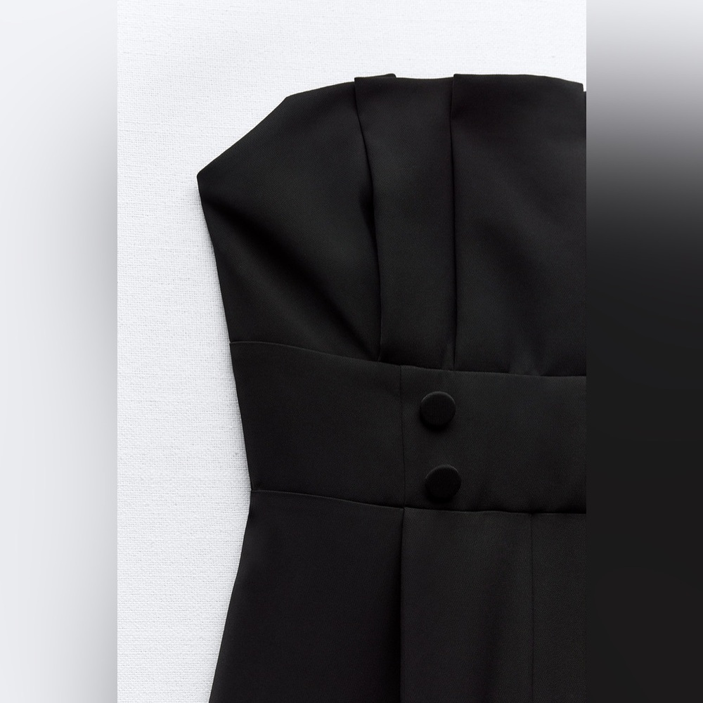 NWT Zara Black Strapless Long Button Jumpsuit Womens XS - Picture 6 of 10
